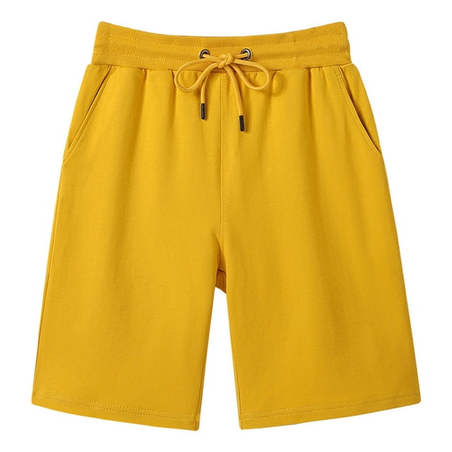 Cathalem Short de Course et d'Entraînement pour Homme, Respirant, Short de Gym pour Homme avec Poche, Jaune TG