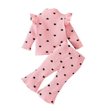 Zshosam Toddler Fall Girl Clothes Girls Clothes Long Seeve Shirts Top and Pants 2 Piece Fall Outfits Clothing Sets Size 18 24 Months,(Pink 18-24 Months)