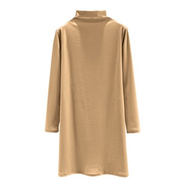 cfhntfmh Casual Dresses for Women Comfy Fleece Long Sleeve Knee Length Dress Fall Soft Mock Neck Lounge Sweater Dress