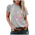 thumbnail image 1 of Hauts d'Été pour Femmes 2023 T-shirt à Col Rond pour Femmes à Imprimé Lapin de Pâques à Manches Courtes Blouse Décontractée Ample, 1 of 4