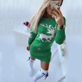 thumbnail image 2 of Femmes O Cou Wapiti Flocon de Neige Pull Pull en Tricot Mini Robe de Noël, 2 of 2