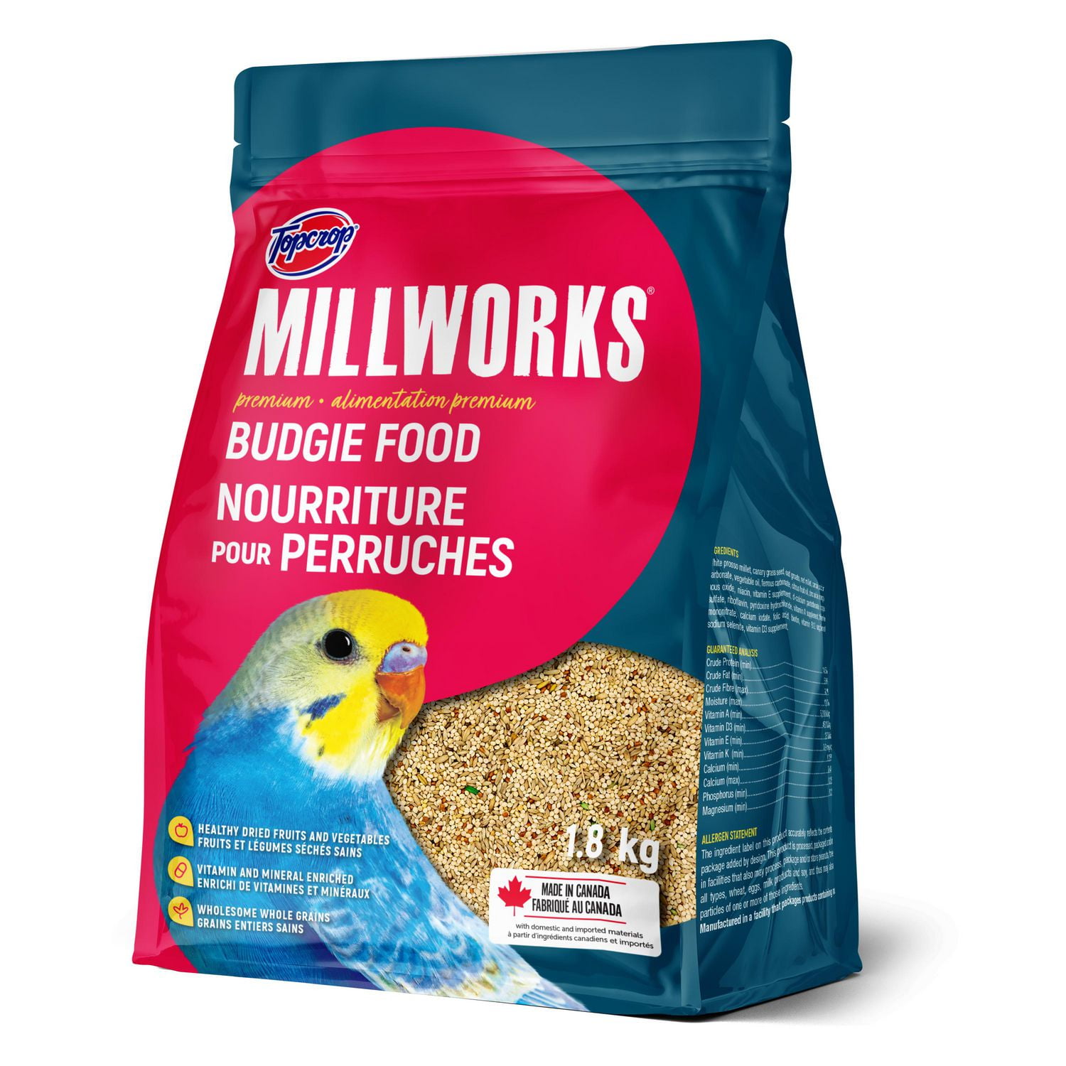 Topcrop Millworks Nourriture Premium pour Perruches, 1.8kg