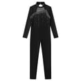 thumbnail image 2 of TiaoBug Girls Ice Skating Jumpsuit Rhinestone Mock Neck Competition Figure Skating Dancewear Black 8, 2 of 6
