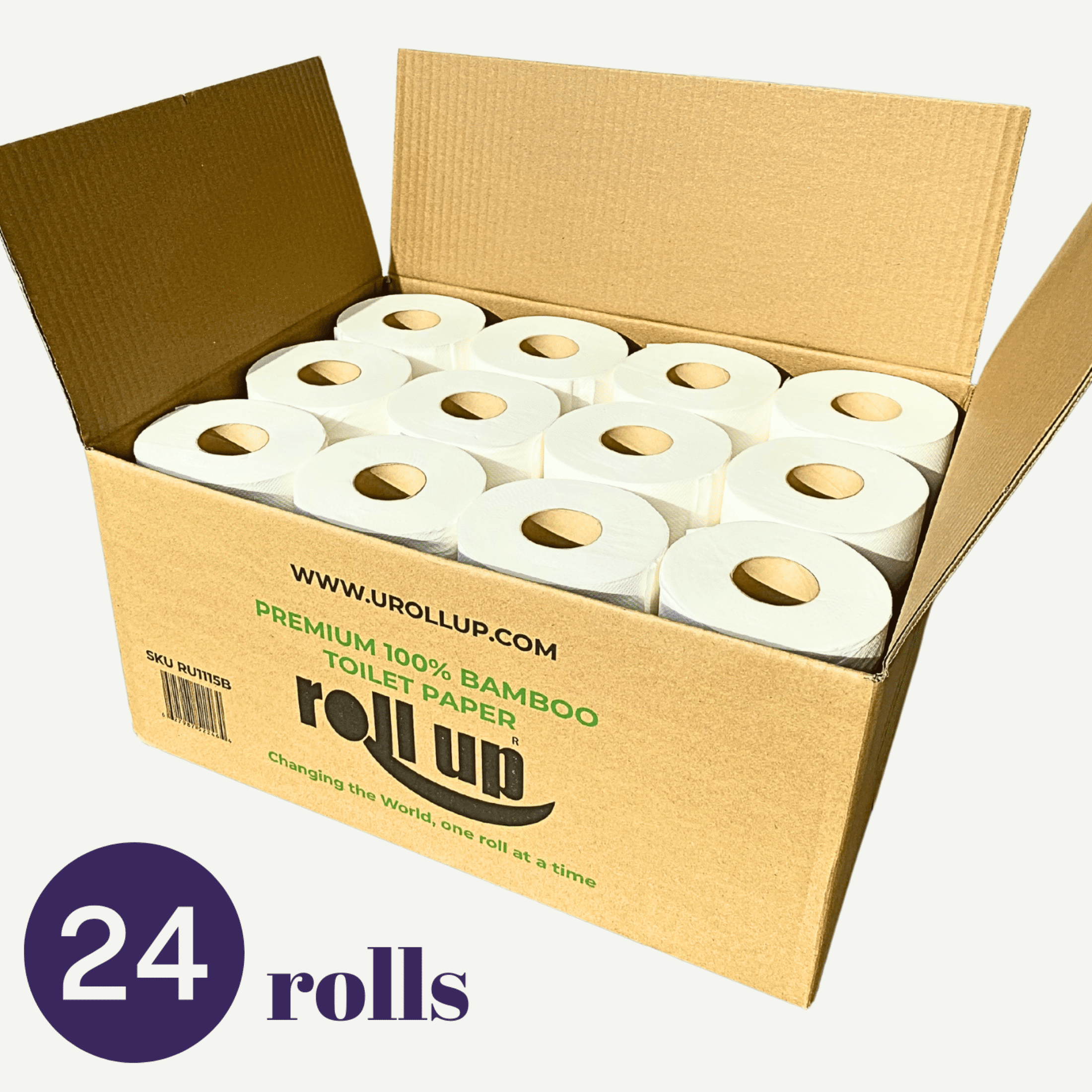 Roll Up Bamboo Toilet Paper 24 Mega Rolls x 350 Sheets Ultra Soft High Quality