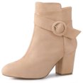 thumbnail image 1 of Unique Bargains Bottines à Talon Épais à Bout Rond à Fermeture Éclair pour Femmes, 1 of 4