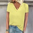 thumbnail image 2 of FAIWAD Womens Summer Tops Short Sleeve V Neck Pullover Shirts Loose Casual Solid Color Basic Tops, 2 of 4