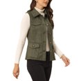 thumbnail image 4 of INSPIRE CHIC Veste Cargo Utilitaire pour Femme Sans Manches à Boutons devant en Faux Suède avec Poches G Vert Armée, 4 of 6