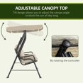 thumbnail image 4 of Outsunny Outdoor 3-person Metal Porch Swing Chair with Canopy Cream, 4 of 10