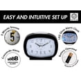 thumbnail image 2 of Aspen Analog Alarm Clock with Snooze & Blue LED Lighted Numbers - No Ticking Sound & Easy-to-Read Desk & Bedside Alarm Clock - Battery Operated, Retro Clock - Rectangle - Grey, 2 of 7