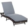 thumbnail image 1 of Outsunny Outdoor Rattan Chaise Lounge Chair with Adjustable Back Gray, 1 of 9