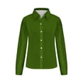 thumbnail image 4 of Besolor Button Down Shirts for Women Solid Color Long Sleeve Colared Tops Loose Office Blouses for Casual Work, 4 of 5