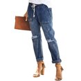 thumbnail image 4 of Joggeur en Denim Bleu Foncé pour Femmes avec Poches, Rond et Froncé, 4 of 10