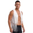 thumbnail image 4 of TiaoBug Gilet à Franges de Cowboy pour Homme Sans Manches Veste Cardigan Hauts Western de Cowboy Blanc TTG, 4 of 24