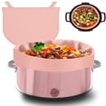 thumbnail image 1 of DEBGFS Slow Cooker Liners Fit for 8 Qt Crock Pot Silicone Cooking Bags Liners Divider Insert for Oval Or  Cooker Leakproof and Dishwasher Safe,pink, 1 of 9