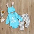thumbnail image 3 of Gupgi 2Pcs Easter Baby Clothes Unisex Long Sleeve Rabbit Romper+Striped Pants+Hat, 3 of 9