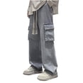 thumbnail image 2 of Styesk Men's Pants Men's Solid Color Pocket Workwear Pantscasual Straight Leg Pants, 2 of 8