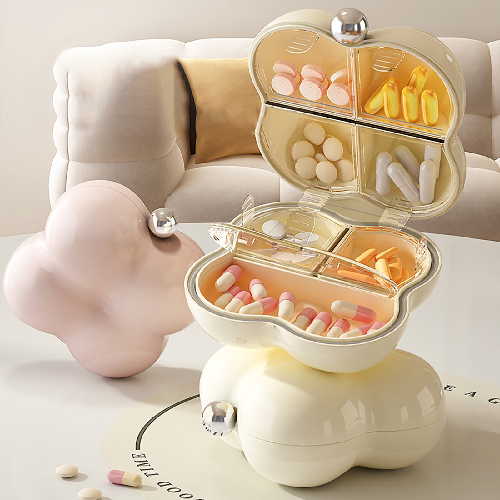 MTBLYS Pill Organizer Portable Travel Medicine Case 1 Count Food Grade Material Weekly Compartments Business Bag Purse