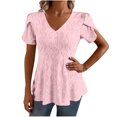 thumbnail image 1 of Liquidation! Hauts Grande Taille pour Femmes, Blouse à Manches Courtes d'Été pour Femmes, Mode Décontractée à Manches Courtes Unie Col en V Blouse, 1 of 4