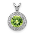 thumbnail image 1 of Pendentif en Argent Sterling 925 Rhodié avec Diamant et Péridot, 1 of 4