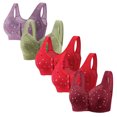 thumbnail image 1 of Plebaso Everyday Bras Pack of 5 for Women Front Closure Button Bras No Underwire Full Coverage Bralettes, 1 of 3
