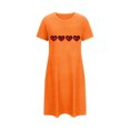 thumbnail image 5 of Chemise de Nuit pour Femme à Manches Courtes, Vêtement de Nuit Confortable, T-Shirts de Nuit Imprimés à Col Rond, Robe de Sommeil Tee, Robe de Pyjama Douce et Ample, Orange G, 5 of 5