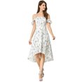 thumbnail image 3 of INSPIRE CHIC Robe Midi Évasée à Fleurs pour Femme à Bretelles Spaghettis à Volants TP Blanc Bleu, 3 of 7
