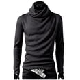 thumbnail image 1 of Mrat Chandail d'Automne pour Homme Chandail Uni à Col Montant Chandail à Manches Longues Ample Chandail de Base Hauts Chandail Col Roulé Chandail pour Homme P-105 Gris Foncé m, 1 of 8