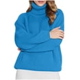 thumbnail image 1 of hoksml Chandail Texturé à Col Roulé Uni pour Femme, Manches Longues, Tricot, Chandail, Décontracté, Automne Hiver, Haut Mode, 1 of 6