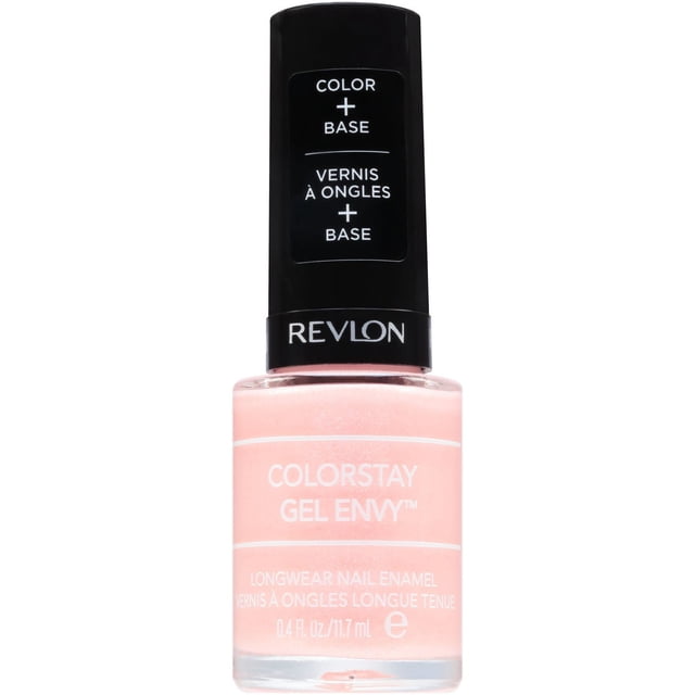 Revlon Colorstay Gel Envy™ Vernis à Ongles Longue Tenue en Teinte Rose Pâle, Contenant dans une Bouteille en Verre Transparent avec un Bouchon Noir Étiqueté pour Couleur plus application de base, Offrant un Vernis Gel de Qualité Salon avec une Tenue durable et Longue Durée.