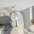 thumbnail image 2 of Women Bow Decoration Mini Backpack PU Leather Backpack Solid Color School Bag, 2 of 3