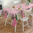 thumbnail image 3 of Nappe Rectangulaire Arbre de Noël Rose Imperméable et Anti-Taches, Nappe Essuyable Sans Plis pour Rond/rectangle/ovale/carré/fête, Imprimé Léopard Flocon de Neige 60x120, 3 of 6