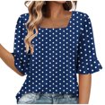thumbnail image 2 of Wensltd Women's Summer Loose Blouses Printed Ruffled Sleeve Square Neck Top, 2 of 6
