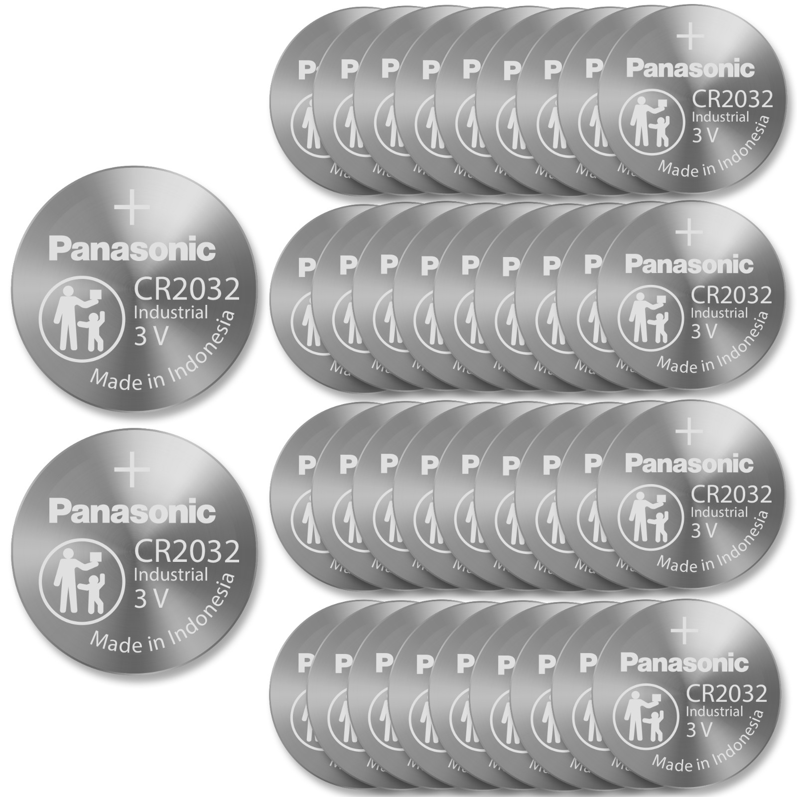 Panasonic CR2032 3 Volt Lithium Coin Battery (100 Batteries)