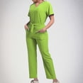 thumbnail image 2 of Grrvtrz Womens Scrubs Set Casual Workwear Drawstring Threaded Pant Legs 2PC, V Neck Stretch Scrub Top & Straight Leg Pants, 2 of 6