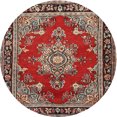 thumbnail image 1 of Ahgly Company Tapis Rond Traditionnel Lavable en Machine Rouge Tomate, 4 Pieds Rond, 1 of 7