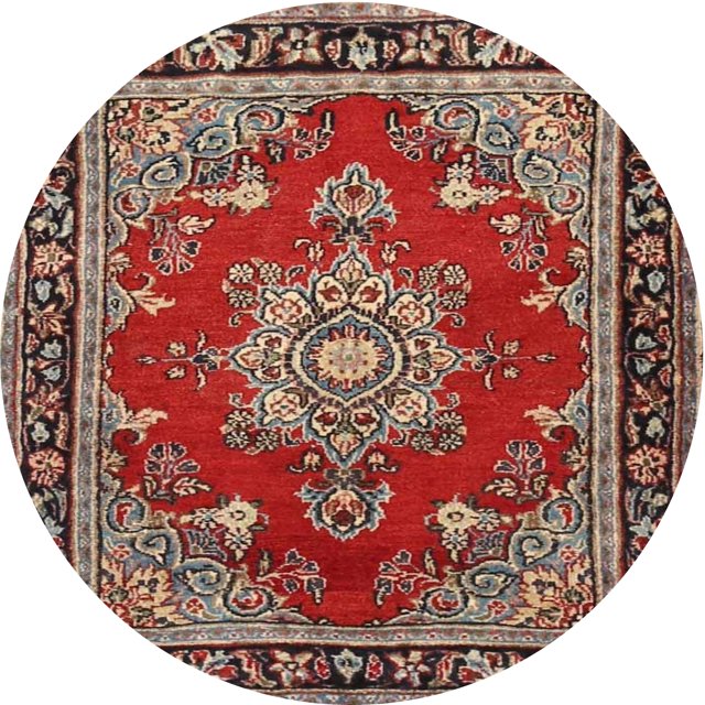 Ahgly Company Tapis Rond Traditionnel Lavable en Machine Rouge Tomate, 4 Pieds Rond