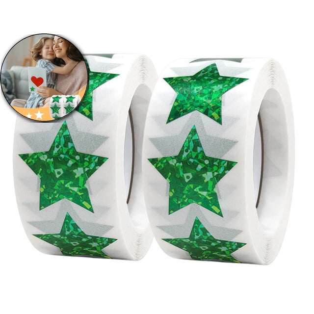 Dvruxg 100 Pcs Star Stickers, 1 inch Self Adhesive Metallic Glitter Foil Stickers Star Sticker Reward Behavior Chart Labels