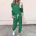 thumbnail image 2 of Survêtements Deux Pièces pour Femmes, Ensemble Décontracté à la Mode pour Femmes, Ample, Imprimé, à Manches Longues, Col Rond, avec Cordon de Serrage, Tenue de Course Deux Pièces, Ensemble S-31 Vert 4TG, 2 of 5