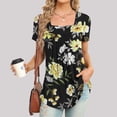 thumbnail image 2 of Pisexur Blouses pour Femmes Chic Décontracté Tuniques à Porter avec des Leggings Manches Courtes Col Rond Été T-Shirts Amples Fluides Blouses en Dentelle, 2 of 5