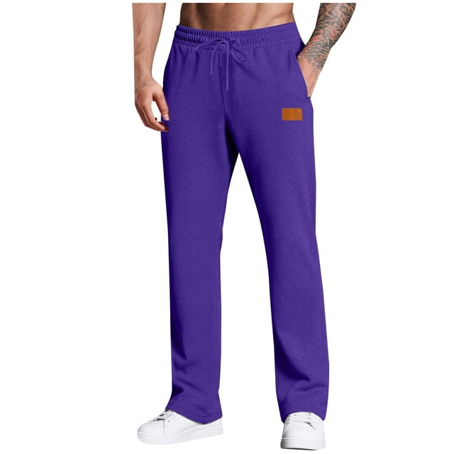 BLCHUNen Mens Sweatpants Fleece Drawstring Elastic Waist Straight Leg Athletic Gym Running Sports Workout Pants