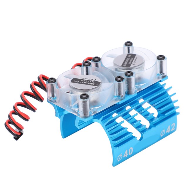 Akozon Twin Fans Motor Cooling Radiator, Aluminum And Plastic Twin Fans Motor Heat Sink For ARRMA For 1/8 X‑maxx For Summit E‑
