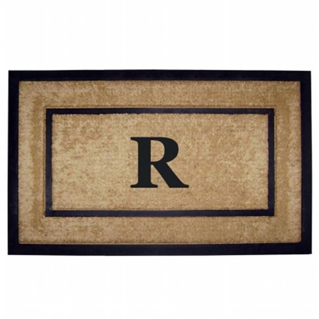 Nedia Home 18099R Tapis de Cadre en Fibre de Coco et Caoutchouc 22 x 36 Po. Monogramme R