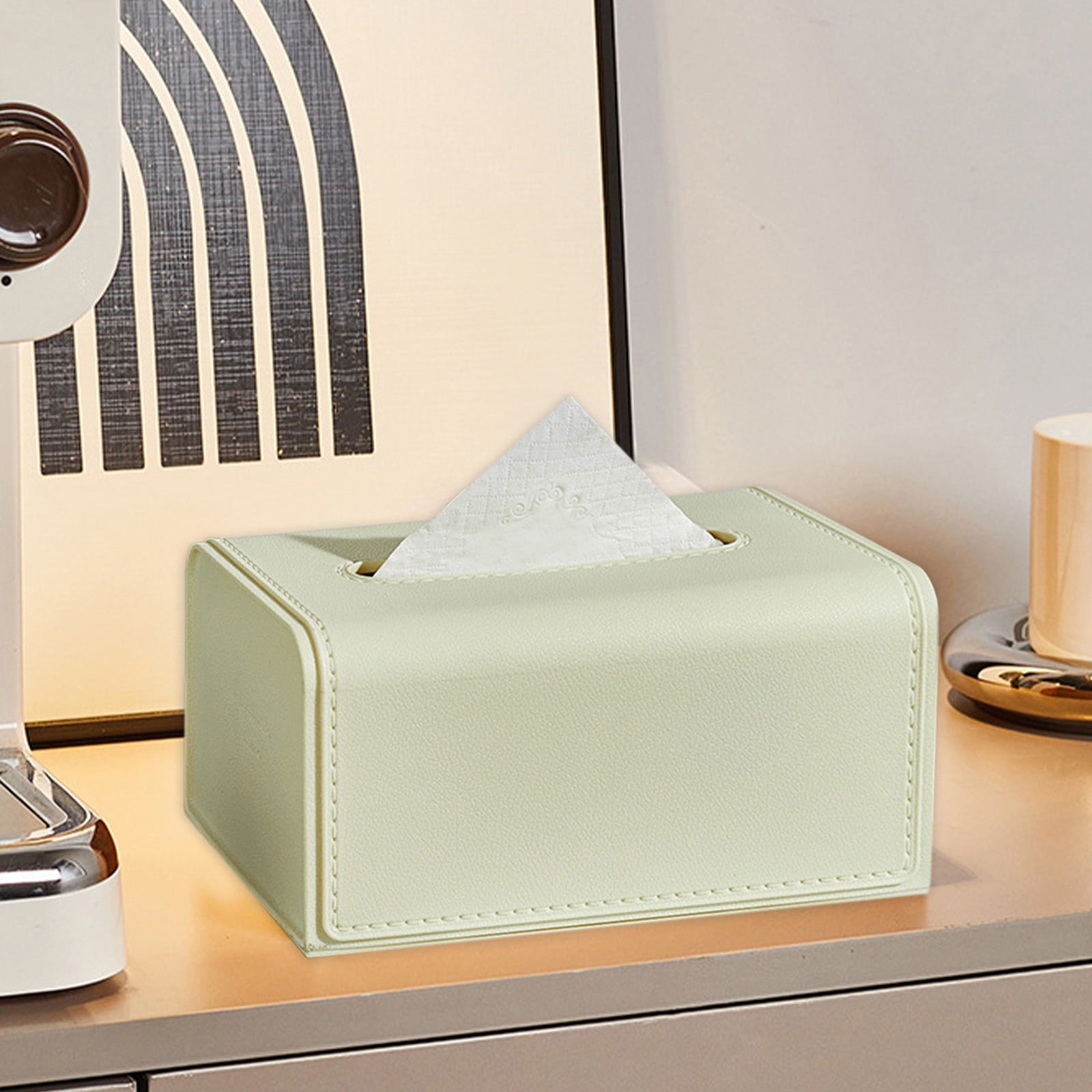 Dvkptbk Tissue Holder Tissue Box Home Living Room Coffee Table Innovative Paper Box Premium Feeling Tissue Box Leather Texture Home Accessories Decorative Item Storage & Organization