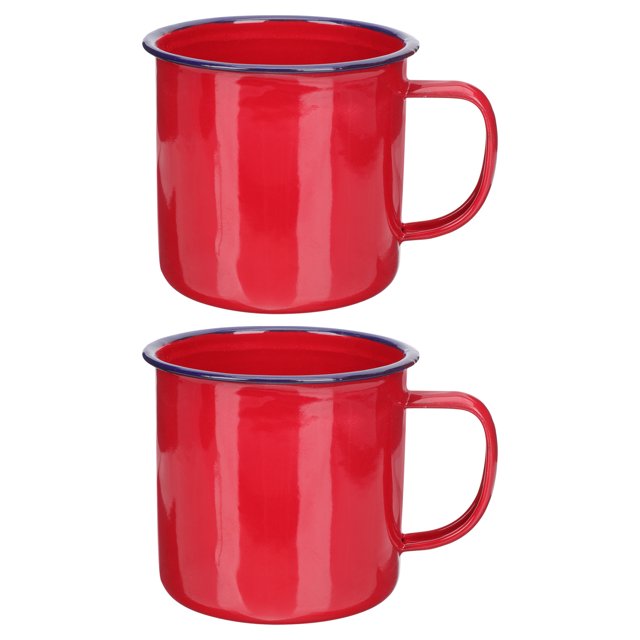 Miangastore Tasse en Émail Rouge Adultes Article Ménager Fêtes des Fêtes 2 Pcs 5.1x3.9 Po