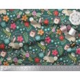 thumbnail image 2 of Soimoi Polyester Crepe Fabric Floral,Rabbit & Porcupine Cartoon Print Fabric by The Yard 52 Inch Wide, 2 of 4