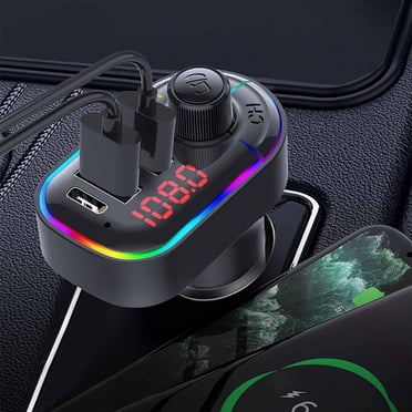 Dvkptbk Bluetooth 5.0 FM Transmitter for Car,Bluetooth Car Adapter with USB Charging Car Charger MP3 Player,Hands Calling