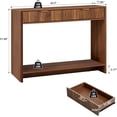 thumbnail image 3 of Wirrytor Console Table with Storage, Modern Sofa Table for Living Room, Narrow Sofa Table with Wood 2 Drawer and Open Storage Shelf, Hallway Table and Couch Table Behind Sofa,Walnut, 3 of 7