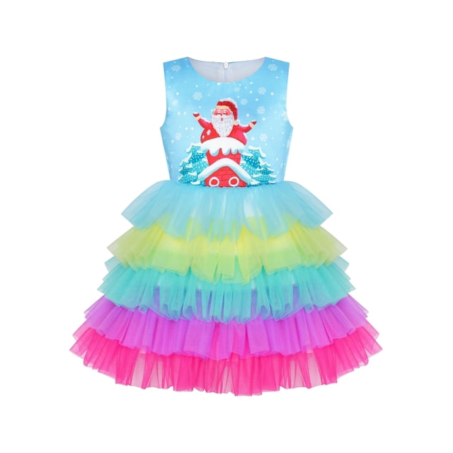 Girls Dress Christmas Santa Chimney Holiday New Year Party 3 Years