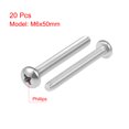 thumbnail image 2 of Unique Bargains M6x50mm Machine Screws Pan Phillips Cross Head Screw Fasteners Bolts 20Pcs, 2 of 3