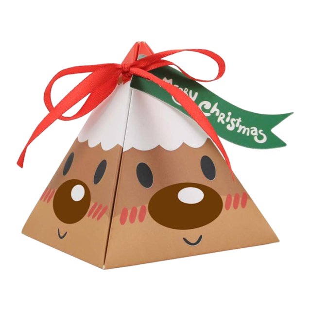 Christmas Candy Gift Box under $5! CQCYD Christmas Gift Box, Triangular Candy Box Santa Face, Holiday Party Favor Box, Christmas Treat Box for Candy Cookies, Festive Gift Packaging for Holiday